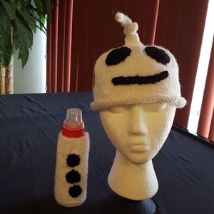 Knit Ghost Hat with Bottle Warmer.